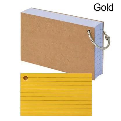 50Pcs Binder Horizontal Line Memo Book Double-Sided Loose-Leaf Index Cards with Cover Portable Flash Cards Student Revision Card
