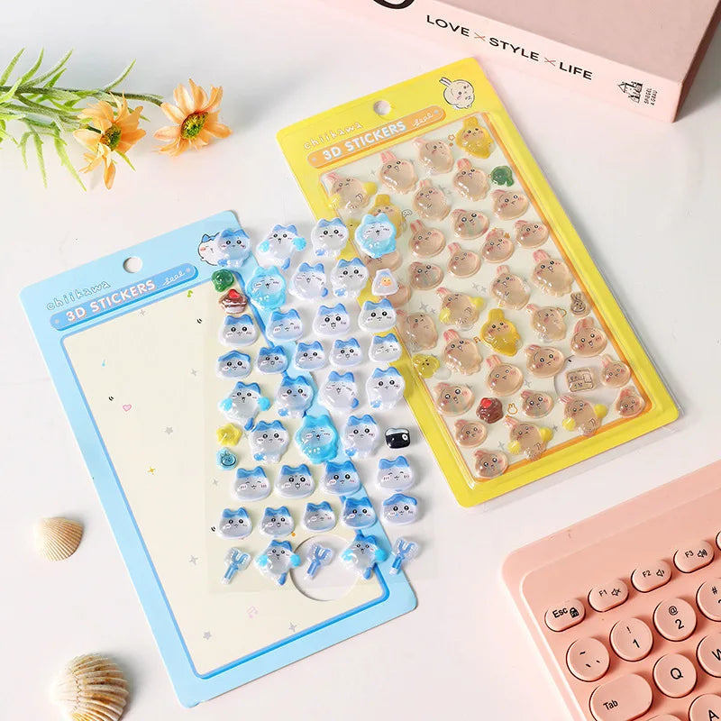 3D Relief Stickers Aesthetic Stickers Cute Scrapbooking DIY Journaling Decal Cartoon Seal Stickers School Kids Gift ボンボン ドロップシール