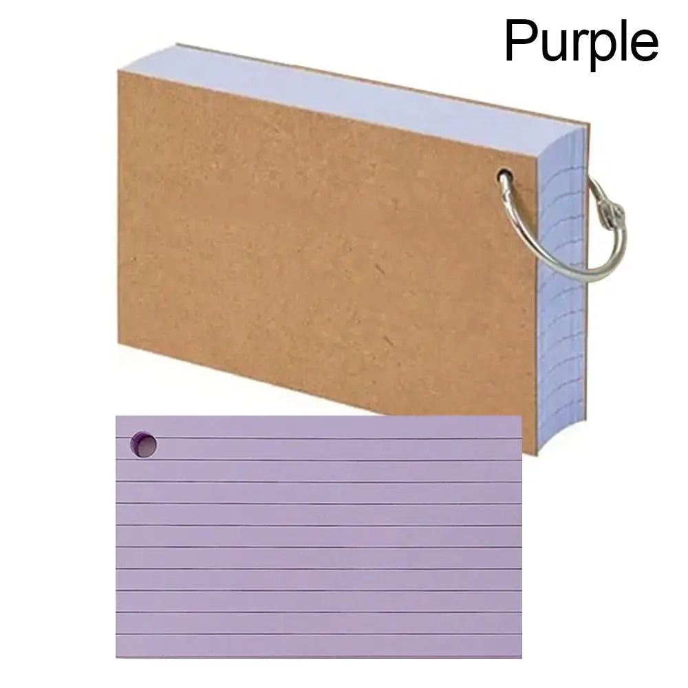 50Pcs Binder Horizontal Line Memo Book Double-Sided Loose-Leaf Index Cards with Cover Portable Flash Cards Student Revision Card