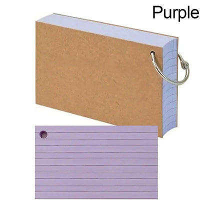 50Pcs Binder Horizontal Line Memo Book Double-Sided Loose-Leaf Index Cards with Cover Portable Flash Cards Student Revision Card