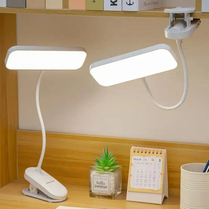 Clip-On LED USB Charging Desk Lamp for College Students, Dormitory Desk and Bedroom Reading Lamp, Suitable for Office, Study, Be