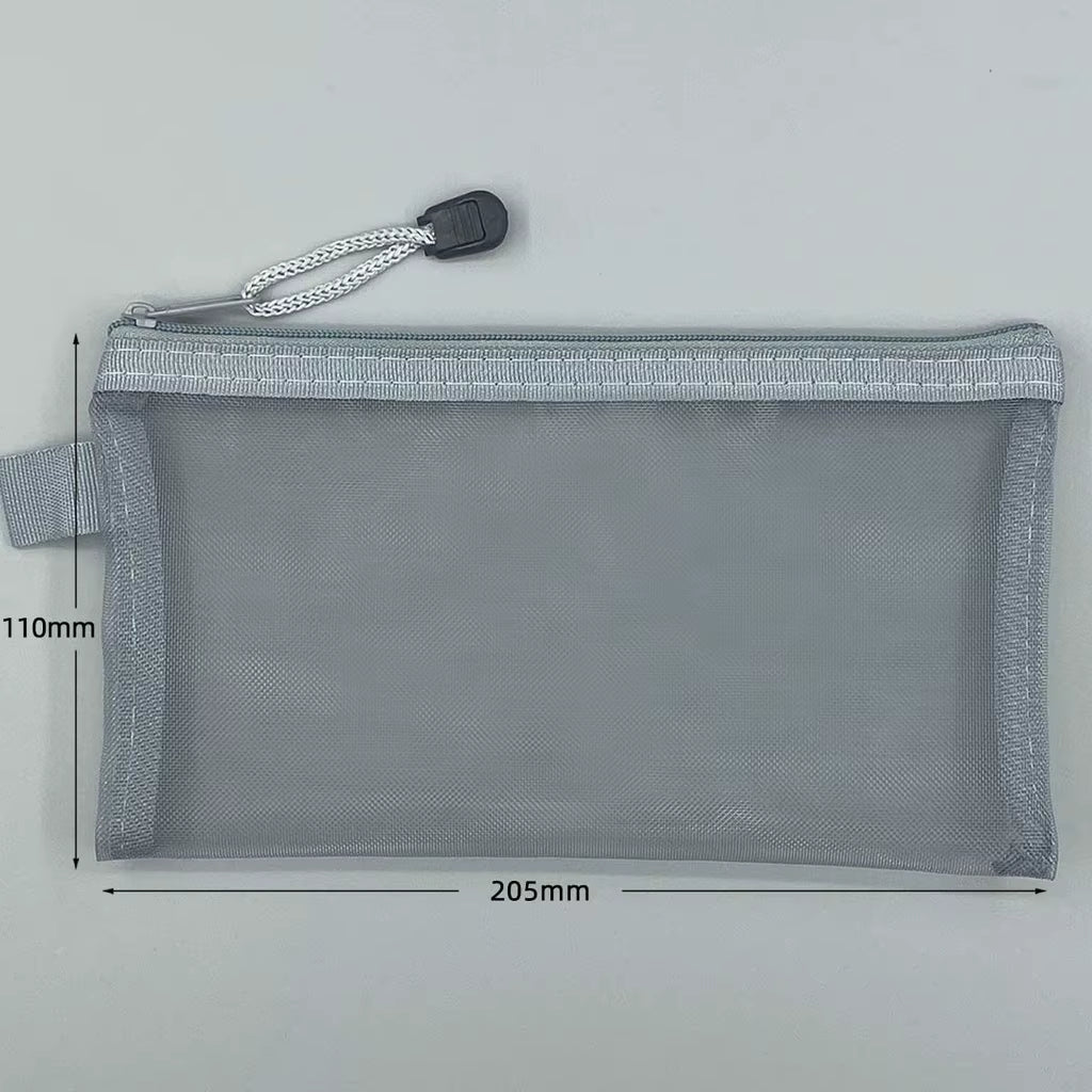 Transparent Mesh Pencil Case Large Capacity Storage Bag Nylon Zip Pencil Bag Office School Supplies Office Supplies