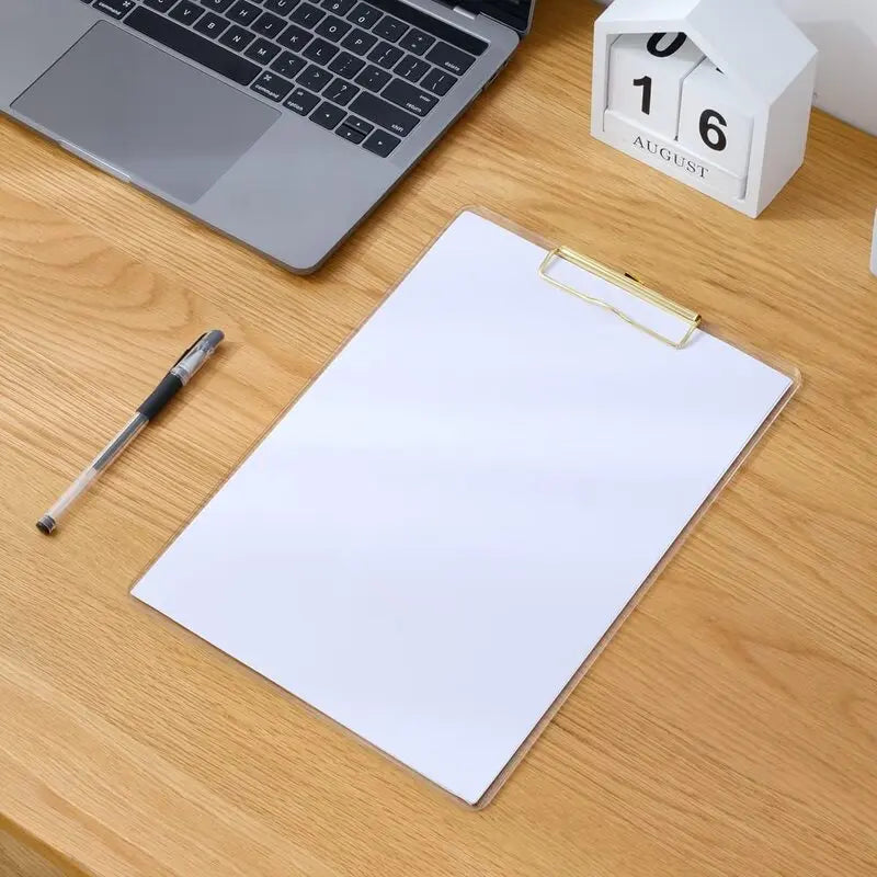 Clear Acrylic Clipboard A4 Letter Size (8.6" X 12.2"), Office Clipboard with Gold Clip