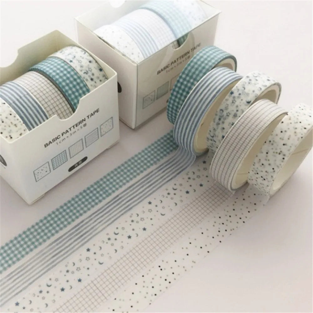 5 Pcs Moon Star Washi Tape Set Adhesive Decoration Stickers for Scrapbooking Diary Stationery School Supplies Starry Night Theme