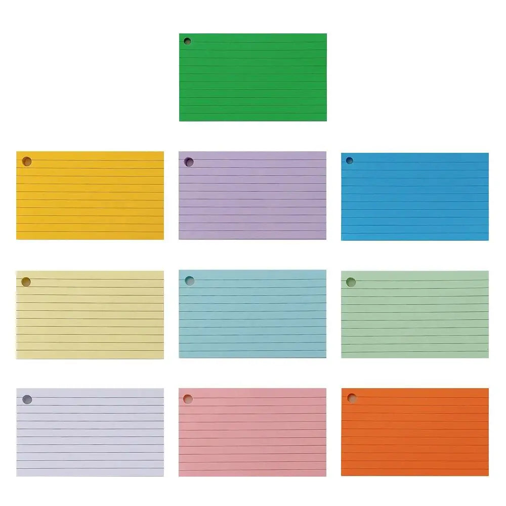 50Pcs Binder Horizontal Line Memo Book Double-Sided Loose-Leaf Index Cards with Cover Portable Flash Cards Student Revision Card