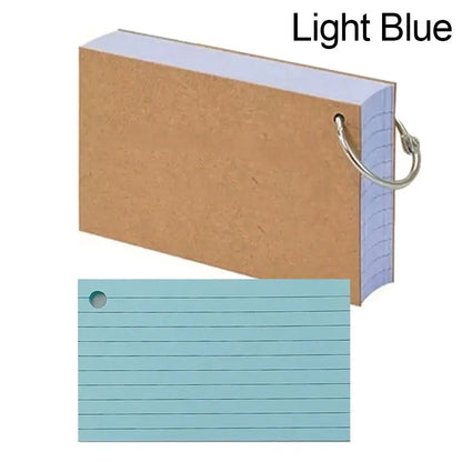 50Pcs Binder Horizontal Line Memo Book Double-Sided Loose-Leaf Index Cards with Cover Portable Flash Cards Student Revision Card