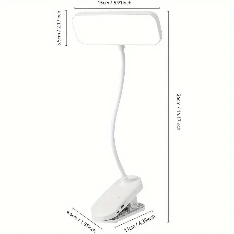 Clip-On LED USB Charging Desk Lamp for College Students, Dormitory Desk and Bedroom Reading Lamp, Suitable for Office, Study, Be