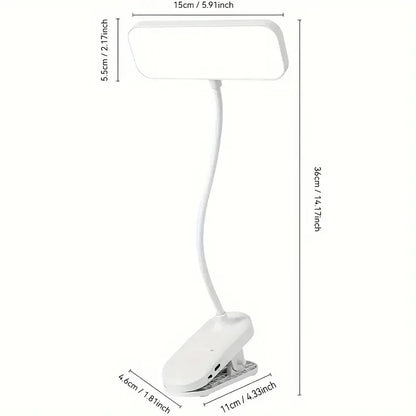 Clip-On LED USB Charging Desk Lamp for College Students, Dormitory Desk and Bedroom Reading Lamp, Suitable for Office, Study, Be