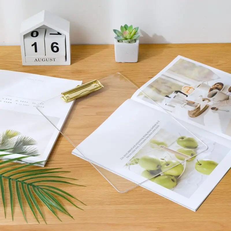Clear Acrylic Clipboard A4 Letter Size (8.6" X 12.2"), Office Clipboard with Gold Clip