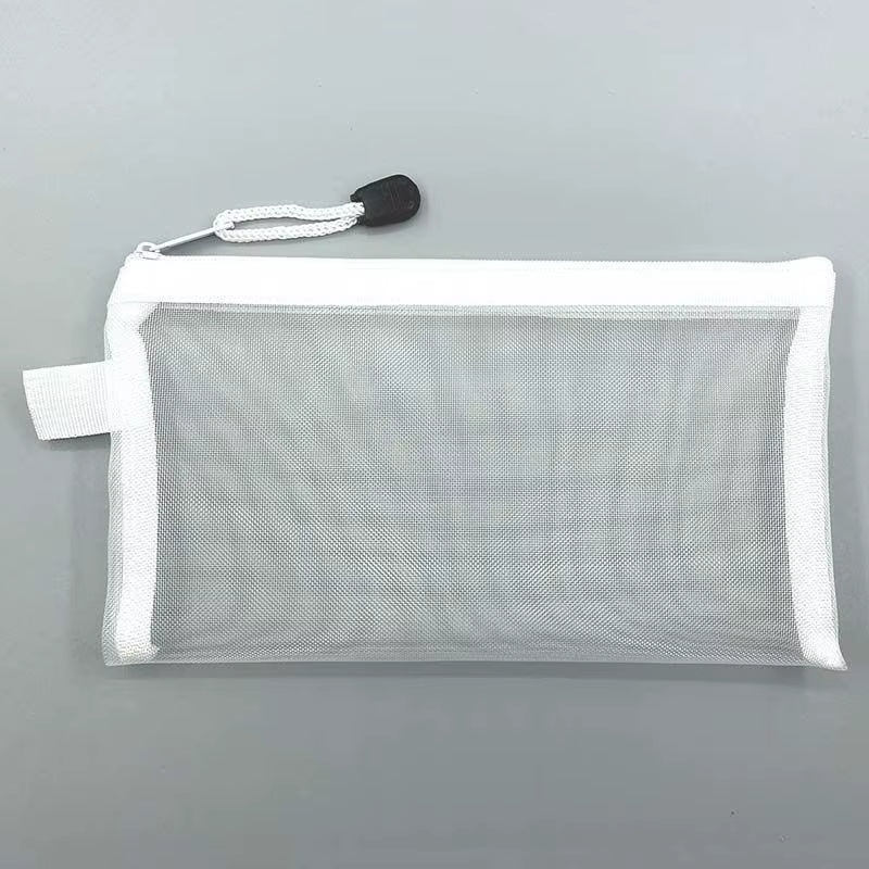 Transparent Mesh Pencil Case Large Capacity Storage Bag Nylon Zip Pencil Bag Office School Supplies Office Supplies