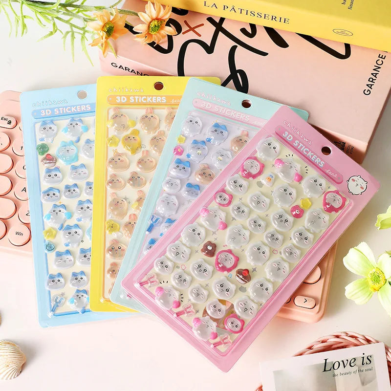 3D Relief Stickers Aesthetic Stickers Cute Scrapbooking DIY Journaling Decal Cartoon Seal Stickers School Kids Gift ボンボン ドロップシール
