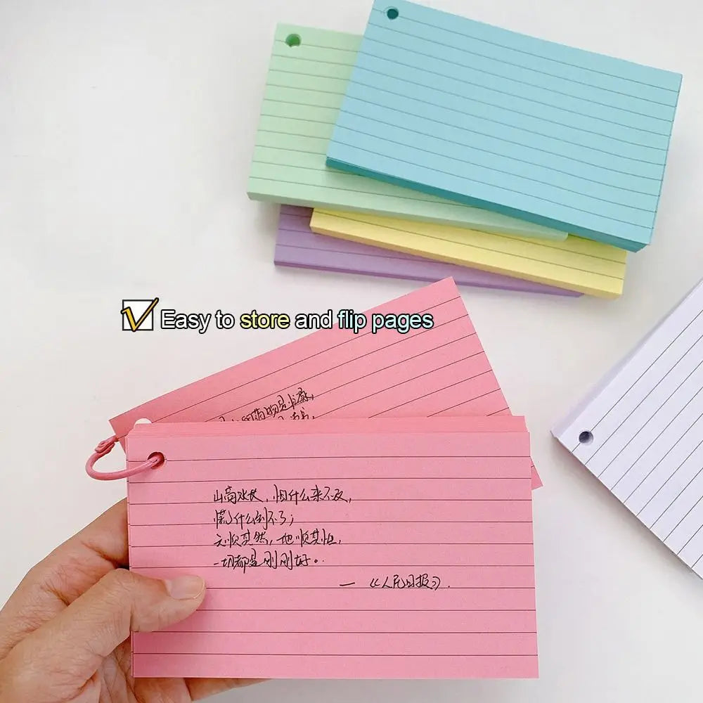50Pcs Binder Horizontal Line Memo Book Double-Sided Loose-Leaf Index Cards with Cover Portable Flash Cards Student Revision Card