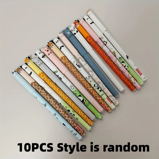 10-Pack of Erasable Pens with Random Designs, Blue Ink, Cute Bear Erasable Pens, Animal Erasable Gel Pens, Cartoon-Themed Erasable Pens for Students, Thermal Erasable Pens, Stationery with Smooth Writing