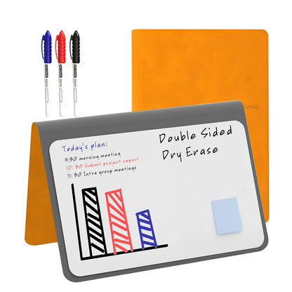 A5 Reusable Whiteboard Notebook Set with Whiteboard Pen Erasing Cloth Leather Memo Pad Weekly Planner Portable Stylish Office