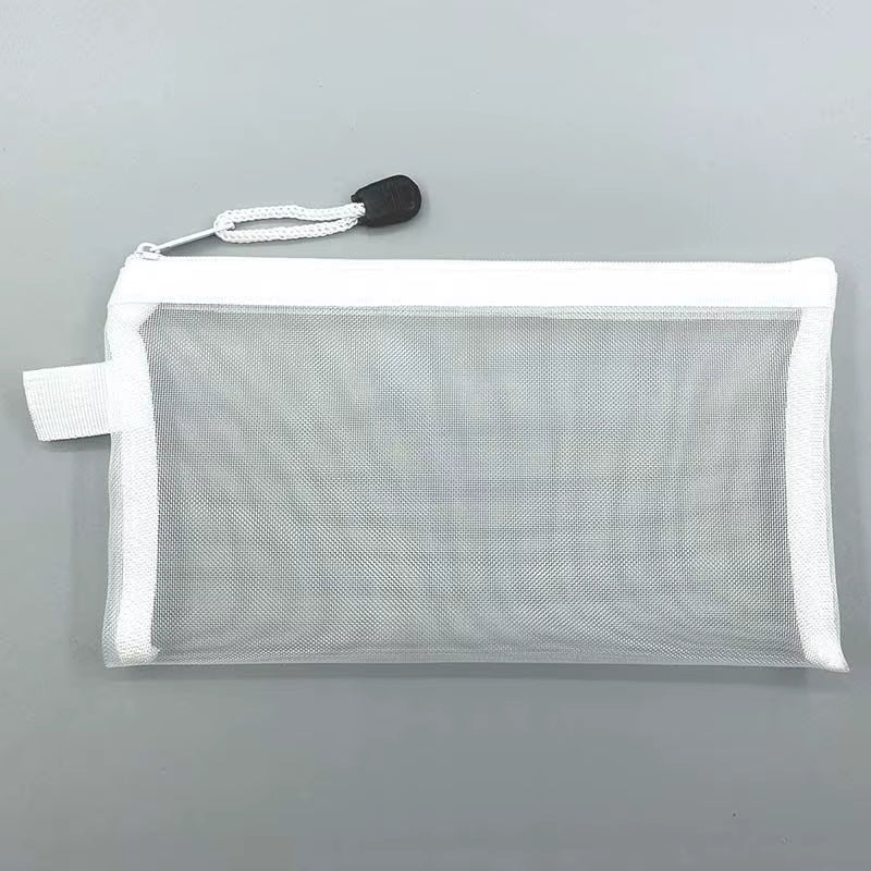 Transparent Mesh Pencil Case Large Capacity Storage Bag Nylon Zip Pencil Bag Office School Supplies Office Supplies