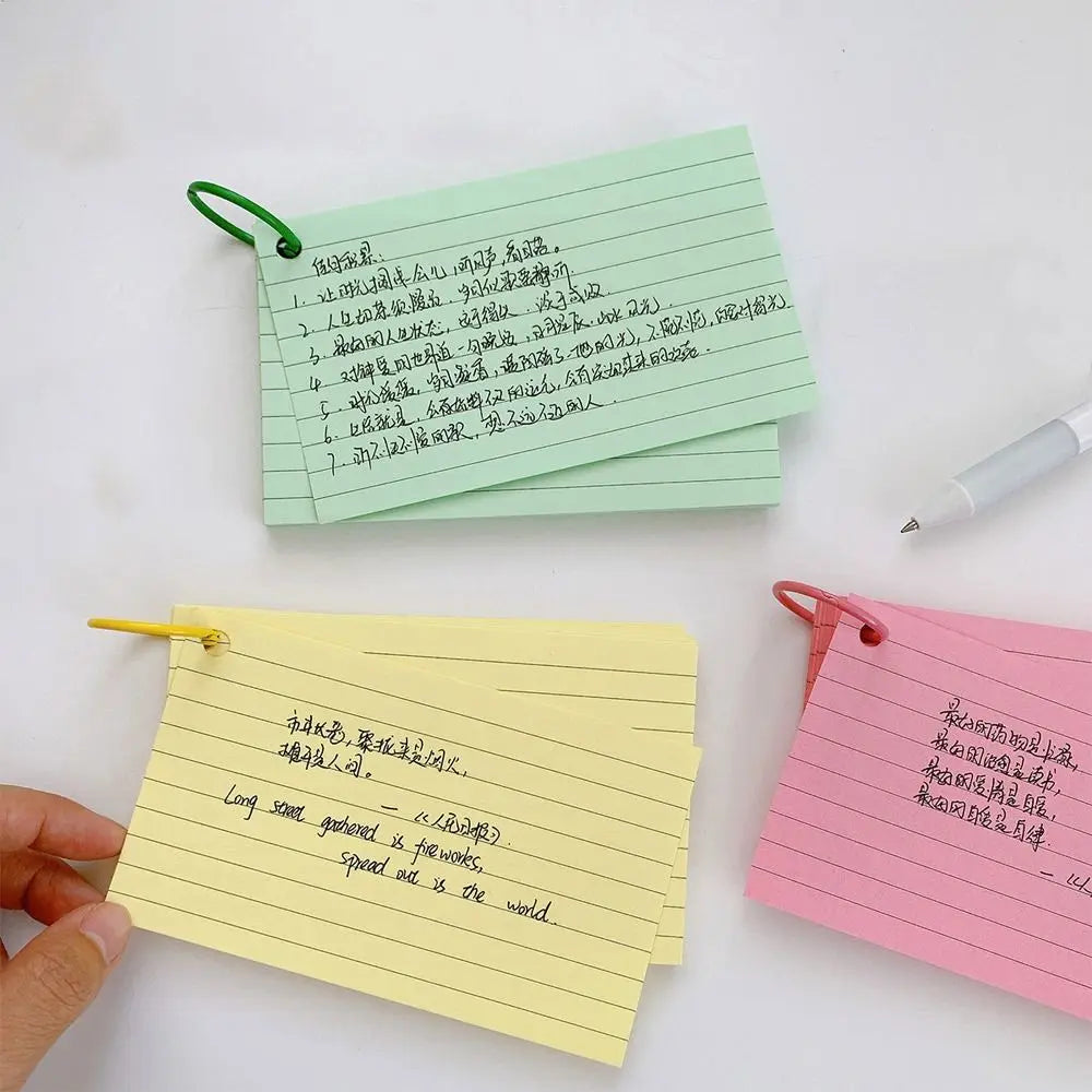 50Pcs Binder Horizontal Line Memo Book Double-Sided Loose-Leaf Index Cards with Cover Portable Flash Cards Student Revision Card