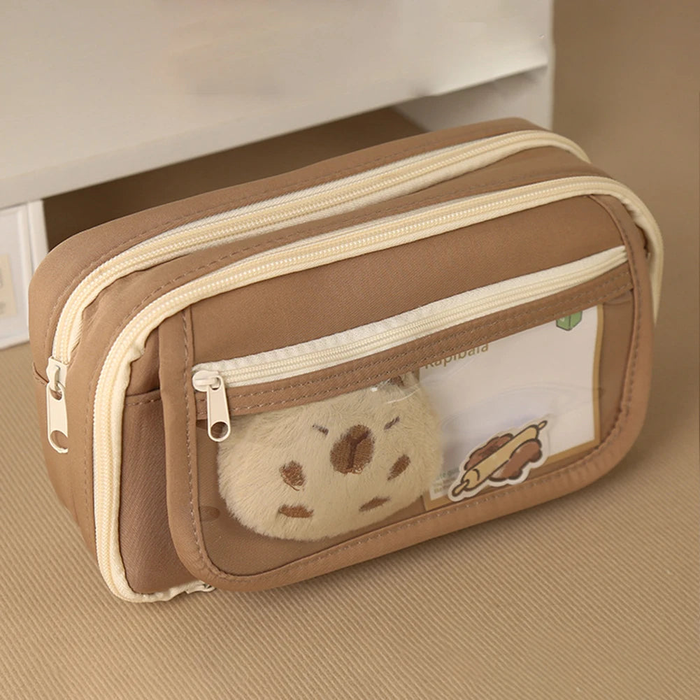 Capybara Cute Backpack with Pencil Case Kawaii Schoolbag Large Capacity Adorable Lightweight Daypack Shopping Work Trip Backpack