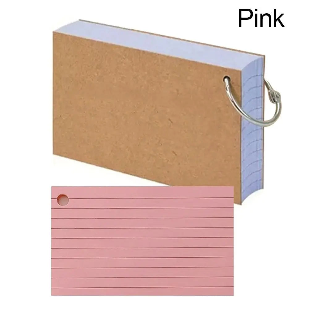 50Pcs Binder Horizontal Line Memo Book Double-Sided Loose-Leaf Index Cards with Cover Portable Flash Cards Student Revision Card