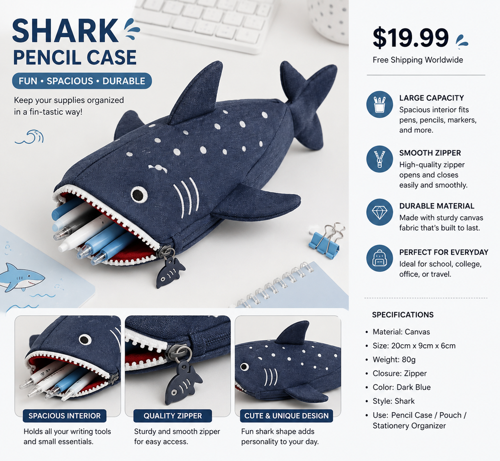 Shark Pencil Case