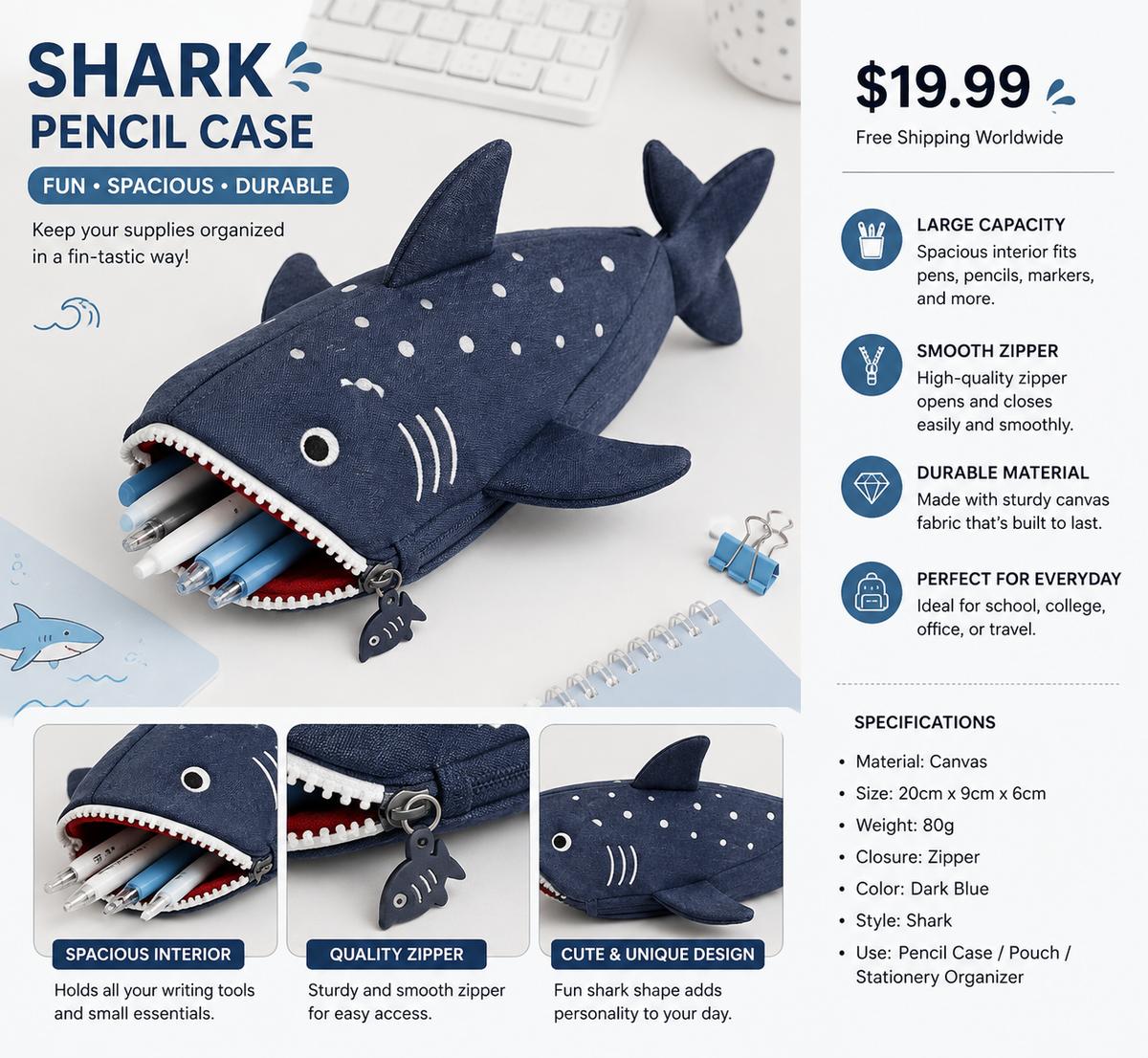 Shark Pencil Case