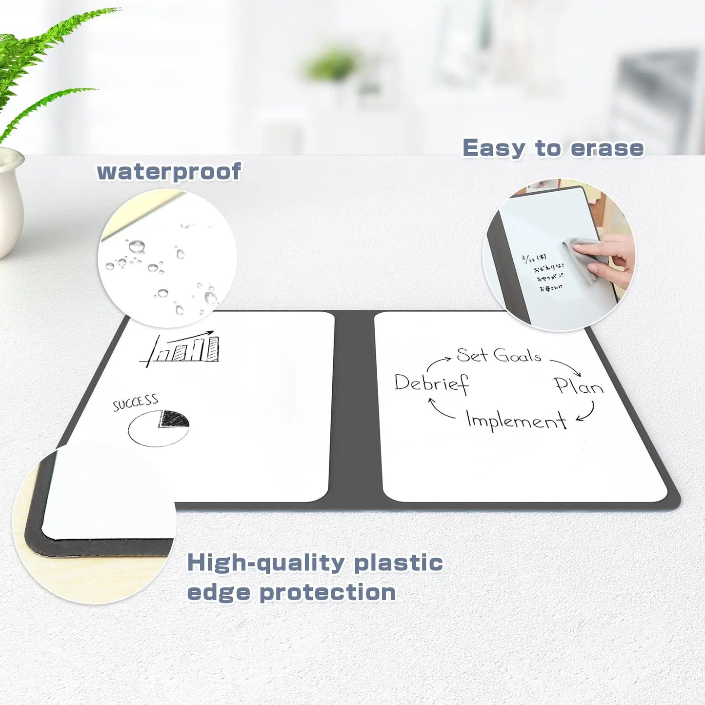 A5 Reusable Whiteboard Notebook Set with Whiteboard Pen Erasing Cloth Leather Memo Pad Weekly Planner Portable Stylish Office