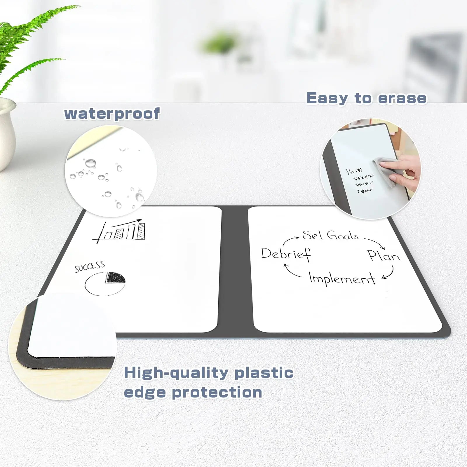 A5 Reusable Whiteboard Notebook Set with Whiteboard Pen Erasing Cloth Leather Memo Pad Weekly Planner Portable Stylish Office