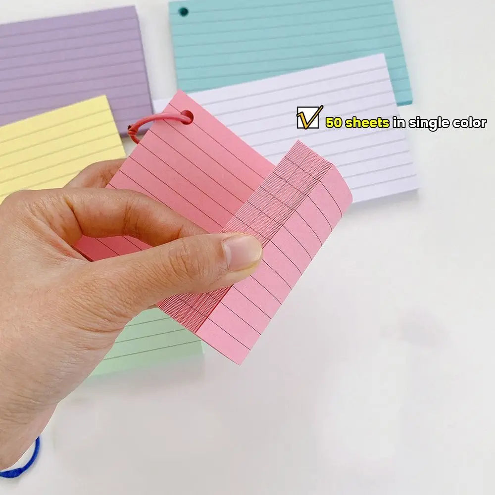 50Pcs Binder Horizontal Line Memo Book Double-Sided Loose-Leaf Index Cards with Cover Portable Flash Cards Student Revision Card