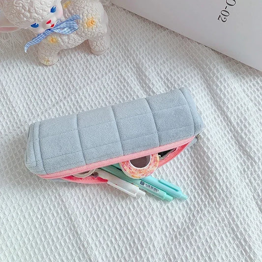 Cute Pencil Case Plush Soft Pencil Pouch Big Capacity Pen Holder School Office Stationery Organizer Cosmetic Travel Bags