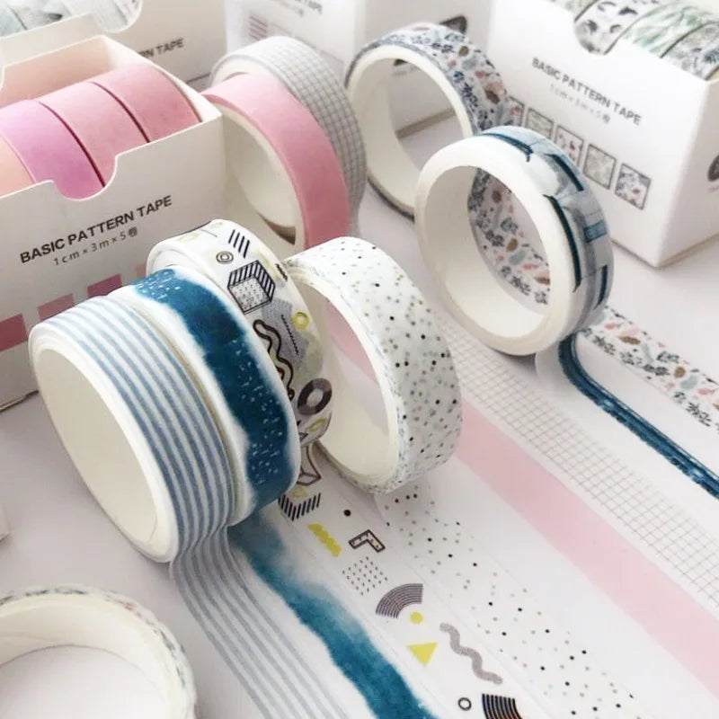 5 Pcs Moon Star Washi Tape Set Adhesive Decoration Stickers for Scrapbooking Diary Stationery School Supplies Starry Night Theme