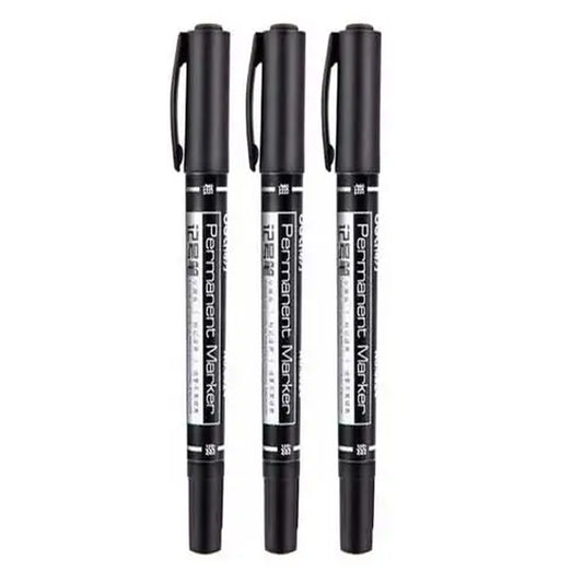 3Pcs/Set Twin Tip Permanent Marker Black/Blue/Red Waterproof Fine Point Marker Pen for School Office Supplies Student Stationery