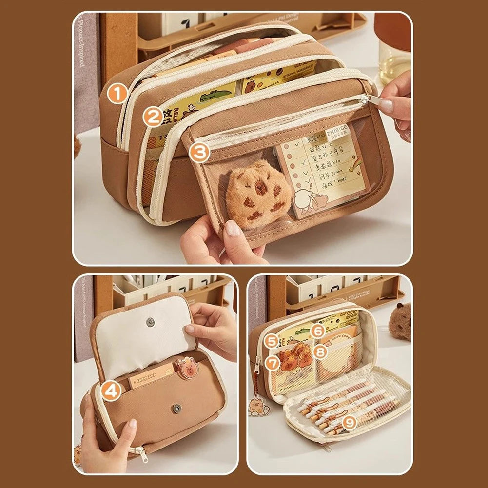 Capybara Cute Backpack with Pencil Case Kawaii Schoolbag Large Capacity Adorable Lightweight Daypack Shopping Work Trip Backpack