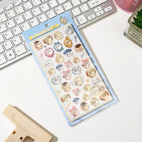 3D Relief Stickers Aesthetic Stickers Cute Scrapbooking DIY Journaling Decal Cartoon Seal Stickers School Kids Gift ボンボン ドロップシール