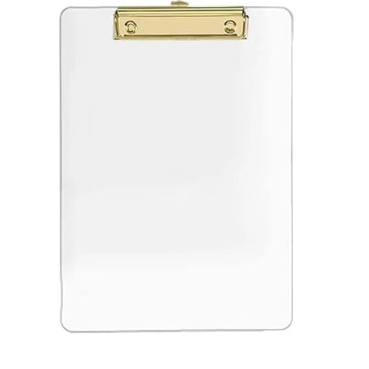 Clear Acrylic Clipboard A4 Letter Size (8.6" X 12.2"), Office Clipboard with Gold Clip