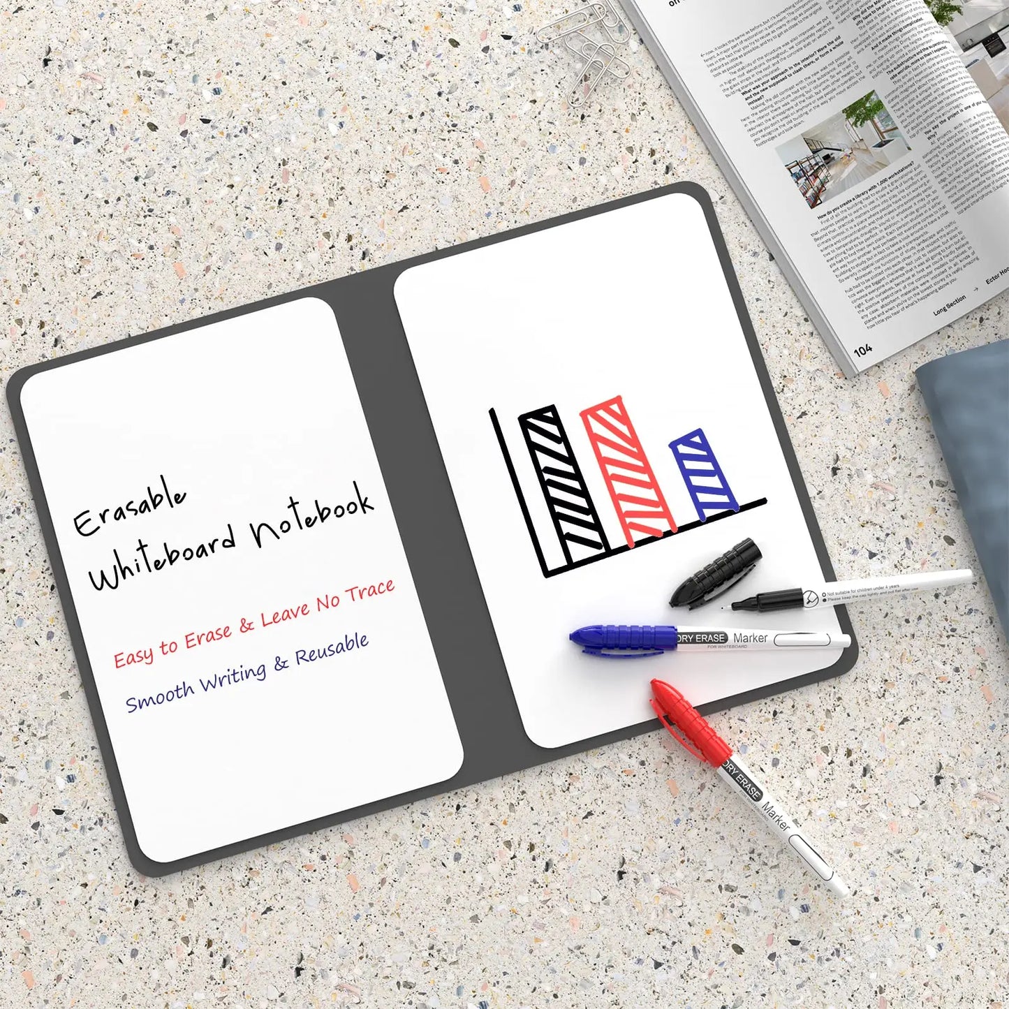 A5 Reusable Whiteboard Notebook Set with Whiteboard Pen Erasing Cloth Leather Memo Pad Weekly Planner Portable Stylish Office